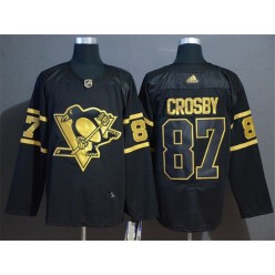Pittsburgh Penguins #87 Sidney Crosby Black Gold Adidas NHL Men Jersey