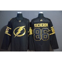 Tampa Bay Lightning #86 Nikita Kucherov Black Gold Adidas NHL Men Jersey
