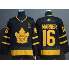 Toronto Maple Leafs #16 Mitchell Marner Black With Special Glittery Logo Adidas NHL Men Jersey