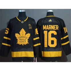 Toronto Maple Leafs #16 Mitchell Marner Black With Special Glittery Logo Adidas NHL Men Jersey