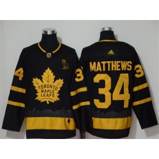 Toronto Maple Leafs #34 Auston Matthews Black Gold Adidas NHL Men Jersey