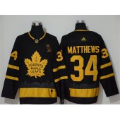 Toronto Maple Leafs #34 Auston Matthews Black With Special Glittery Logo Adidas NHL Men Jersey