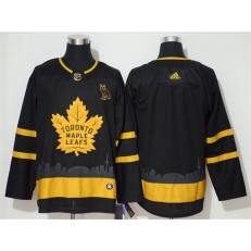 Toronto Maple Leafs Blank Black With Special Glittery Logo Adidas NHL Men Jersey