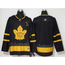 Toronto Maple Leafs Blank Black With Special Glittery Logo Adidas NHL Men Jersey
