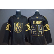 Vegas Golden Knights #29 Marc Andre Fleury Black With Special Glittery Logo Adidas NHL Men Jersey