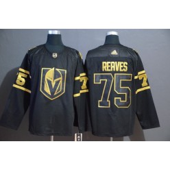 Vegas Golden Knights #75 Ryan Reaves Black With Special Glittery Logo Adidas NHL Men Jersey