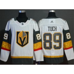 Vegas Golden Knights #89 Alex Tuch White With Special Glittery Logo Adidas NHL Men Jersey