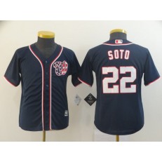 MLB Washington Nationals #22 Juan Soto Navy Youth Cool Base Jersey