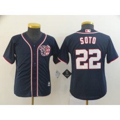 MLB Washington Nationals #22 Juan Soto Navy Youth Cool Base Jersey