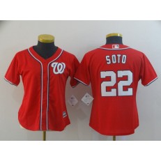 MLB Washington Nationals #22 Juan Soto Red Women Cool Base Jersey