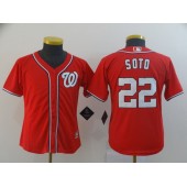 MLB Washington Nationals #22 Juan Soto Red Youth Cool Base Jersey