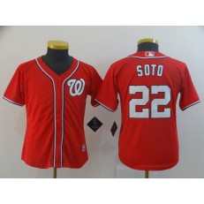 MLB Washington Nationals #22 Juan Soto Red Youth Cool Base Jersey