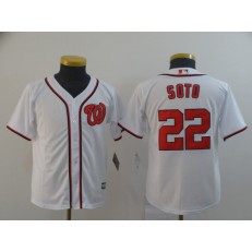 MLB Washington Nationals #22 Juan Soto White Youth Cool Base Jersey
