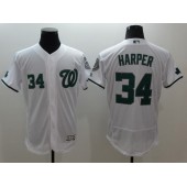 MLB Washington Nationals #34 Bryce Harper White St. Patrick's Day Flexbase Jersey