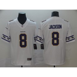 Baltimore Ravens #8 Lamar Jackson White Team Logos Fashion Vapor Limited Nike NFL Men Jersey