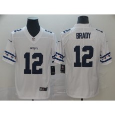 New England Patriots #12 Tom Brady White Team Logos Fashion Vapor Limited Nike NFL Men Jersey