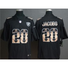 Oakland Raiders #28 Josh Jacobs Black Statue Of Liberty Limited Nike NFL Men Jersey