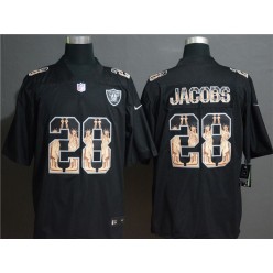 Oakland Raiders #28 Josh Jacobs Black Statue Of Liberty Limited Nike NFL Men Jersey