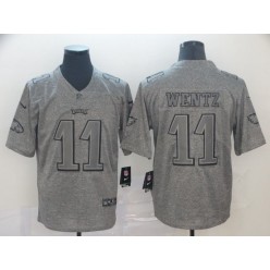 Philadelphia Eagles #11 Carson Wentz Gray Gridiron Gray Vapor Untouchable Limited Nike NFL Men Jersey