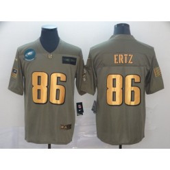 Philadelphia Eagles #86 Zach Ertz 2019 Olive Gold Salute To Service Limited Nike NFL Men Jersey