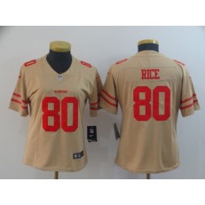 Women Nike San Francisco 49ers #80 Jerry Rice Cream Inverted Legend Limited Jersey