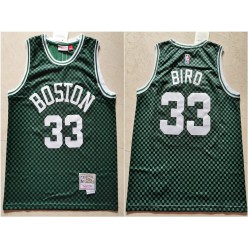 Boston Celtics #33 Larry Bird Green Checkerboard Hardwood Classics Jersey