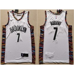 Brooklyn Nets #7 Kevin Durant White City Edition Nike Swingman Jersey