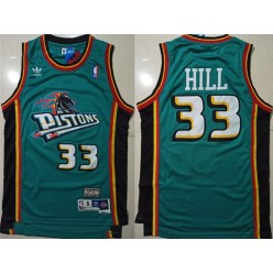 Detroit Pistons #33 Grant Hill Green Hardwood Classics Jersey