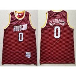 Houston Rockets #0 Russell Westbrook Red Checkerboard Hardwood Classics Jersey