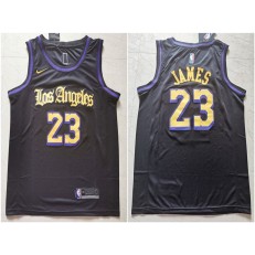 Los Angeles Lakers #23 Lebron James Black City Edition Nike Swingman Jersey