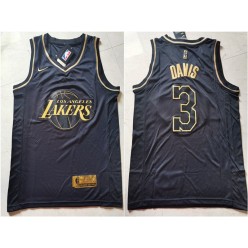 Los Angeles Lakers #3 Anthony Davis Black Gold Nike Swingman Jersey