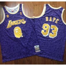 Los Angeles Lakers #93 Bape Purple 1996-97 Hardwood Classics Jersey