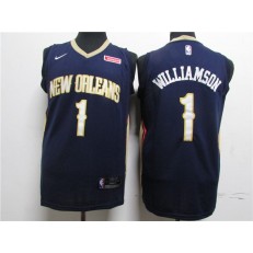New Orleans Pelicans #1 Zion Williamson Navy Earned Edition Nike Swingman Jersey