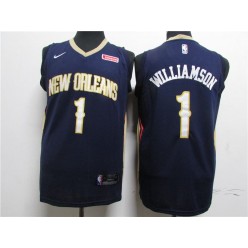 New Orleans Pelicans #1 Zion Williamson Navy Earned Edition Nike Swingman Jersey