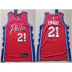 Philadelphia 76ers #21 Joel Embiid Red Nike Swingman Jersey