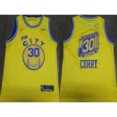 Golden State Warriors #30 Stephen Curry Bright Yellow City Edition Nike Swingman Jersey