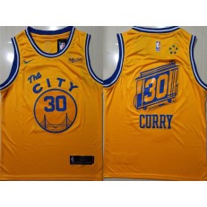 Golden State Warriors #30 Stephen Curry Yellow City Edition Nike Swingman Jersey