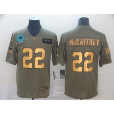 Carolina Panthers #22 Christian McCaffrey 2019 Olive Gold Salute To Service Limited Nike NFL Men Jersey