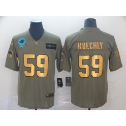 Carolina Panthers #59 Luke Kuechly 2019 Olive Gold Salute To Service Limited Nike NFL Men Jersey