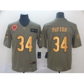 Chicago Bears #34 Walter Payton 2019 Olive Gold Salute To Service Limited Nike NFL Men Jersey