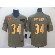 Chicago Bears #34 Walter Payton 2019 Olive Gold Salute To Service Limited Nike NFL Men Jersey