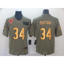 Chicago Bears #34 Walter Payton 2019 Olive Gold Salute To Service Limited Nike NFL Men Jersey