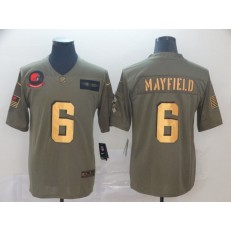 Cleveland Browns #6 Baker Mayfield 2019 Olive Gold Salute To Service Limited Nike NFL Men Jersey