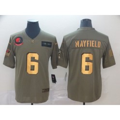 Cleveland Browns #6 Baker Mayfield 2019 Olive Gold Salute To Service Limited Nike NFL Men Jersey