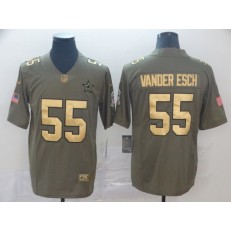 Dallas Cowboys #55 Leighton Vander Esch 2017 Olive Gold Salute To Service Limited Nike NFL Men Jersey