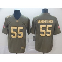 Dallas Cowboys #55 Leighton Vander Esch 2017 Olive Gold Salute To Service Limited Nike NFL Men Jersey