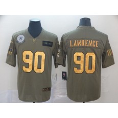 Dallas Cowboys #90 Demarcus Lawrence 2019 Olive Gold Salute To Service Limited Nike NFL Men Jersey