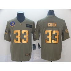 Minnesota Vikings #33 Dalvin Cook 2019 Olive Gold Salute To Service Limited Nike NFL Men Jersey