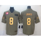 New York Giants #8 Daniel Jones 2019 Olive Gold Salute To Service Limited Nike NFL Men Jersey