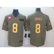 New York Giants #8 Daniel Jones 2019 Olive Gold Salute To Service Limited Nike NFL Men Jersey